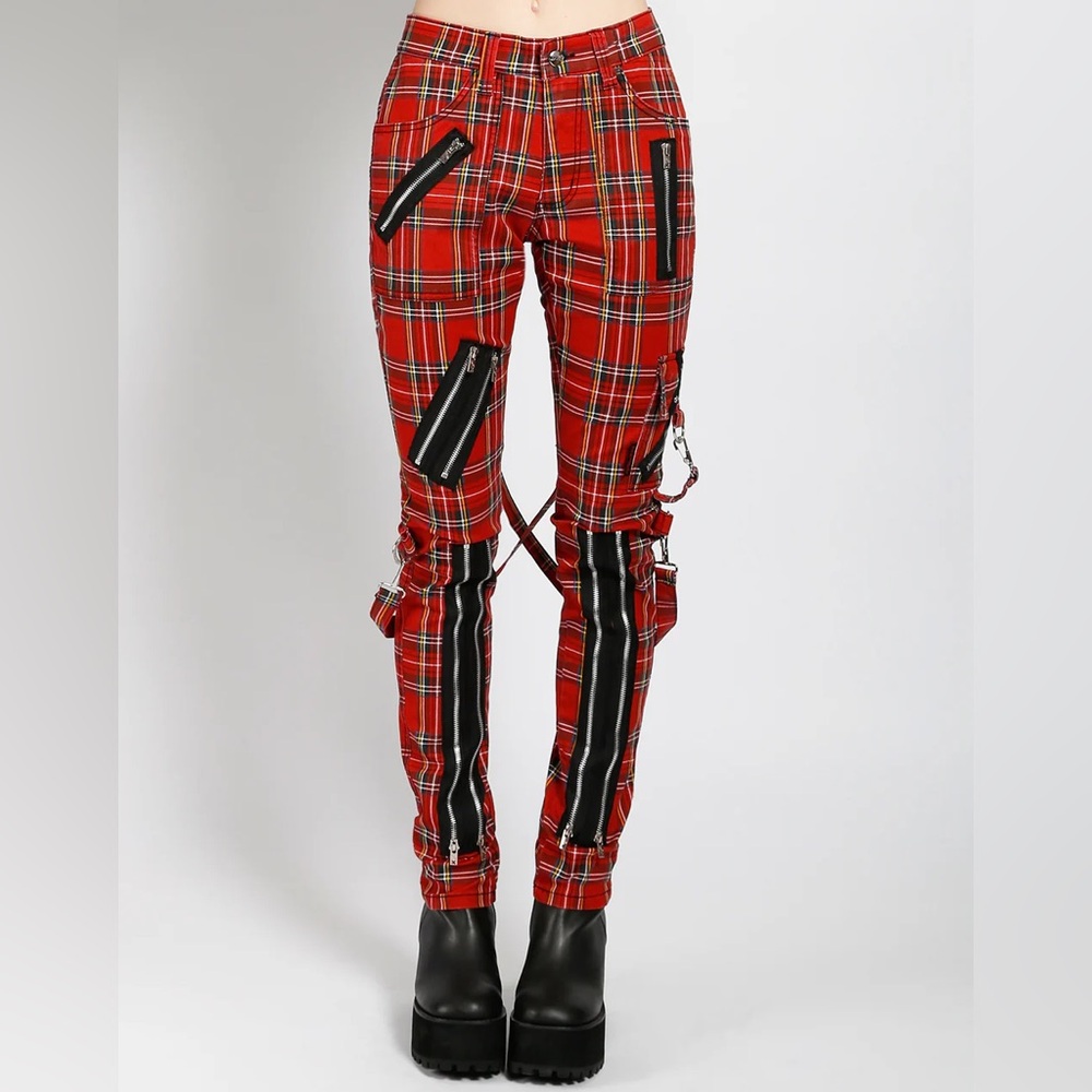 TRIPP NYC CLASSIC SLIM LEG BONDAGE PANT RED PLAID